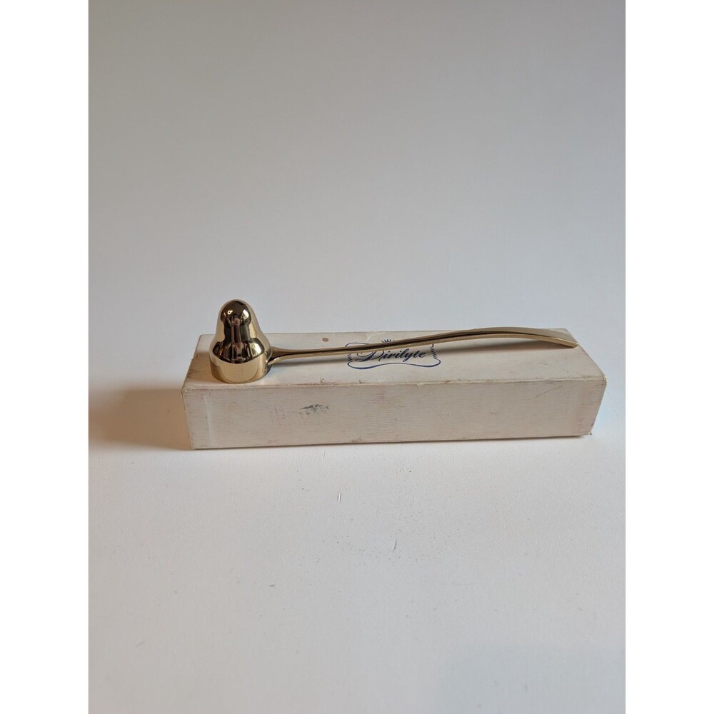 Vintage Dirilyte Dirigold Brass Candle Snuffer with Original Box